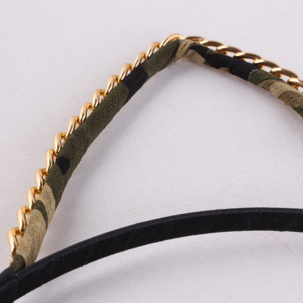 Gold chain large cat ears headband
