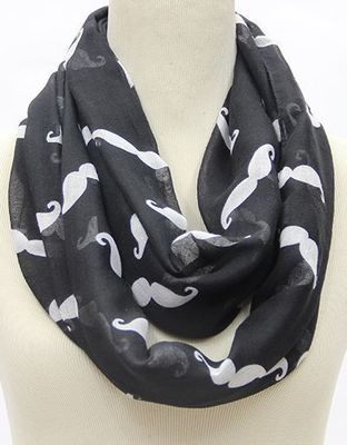 Black white moustache infinity scarf Black white moustache infinity scarf