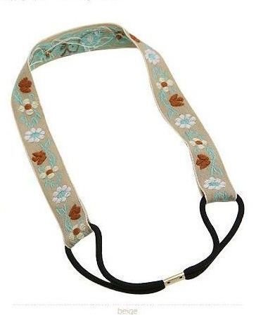 Cotton flower-embroidered headband 00135