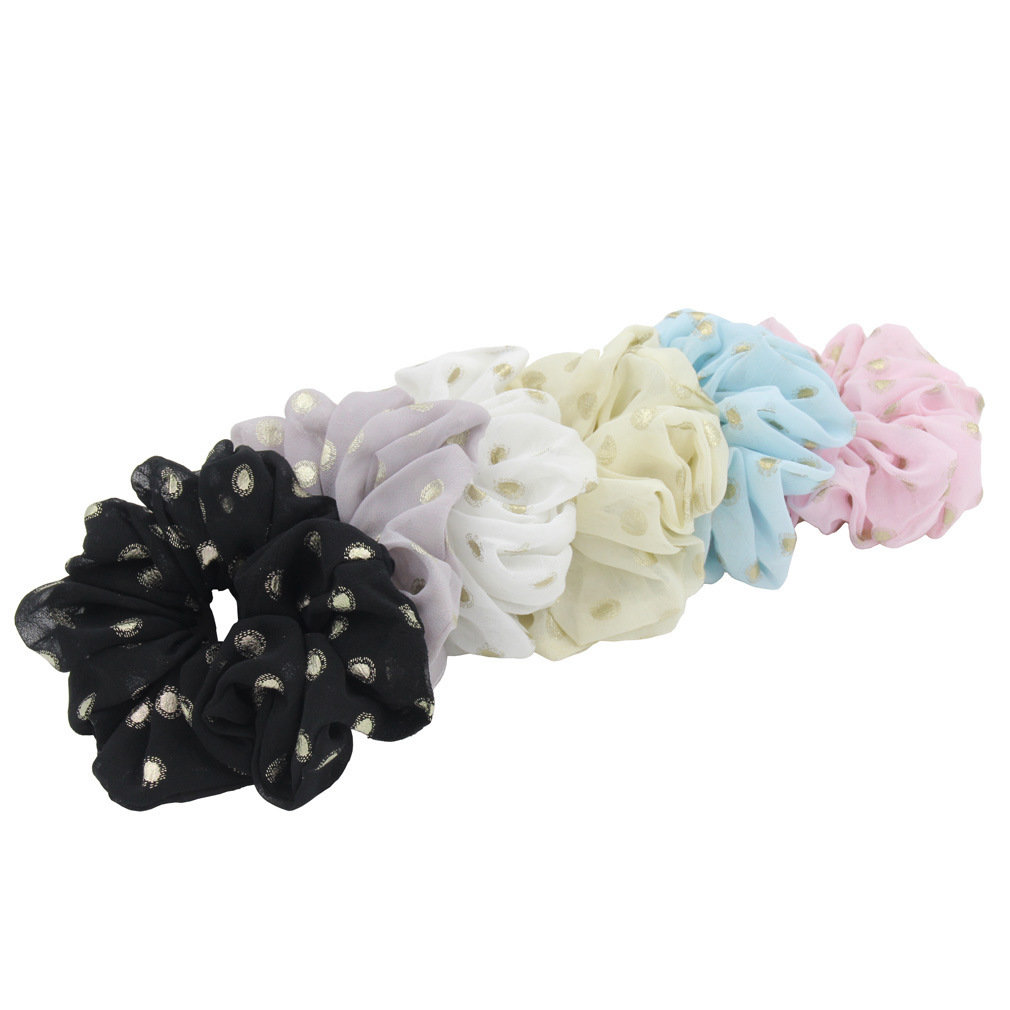 Gold stamping dots chiffon scrunchies