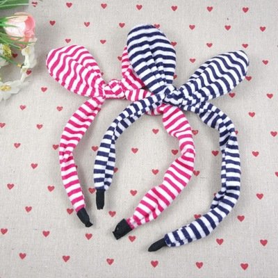 Striped velvet headband with bow Striped velvet headband with bow