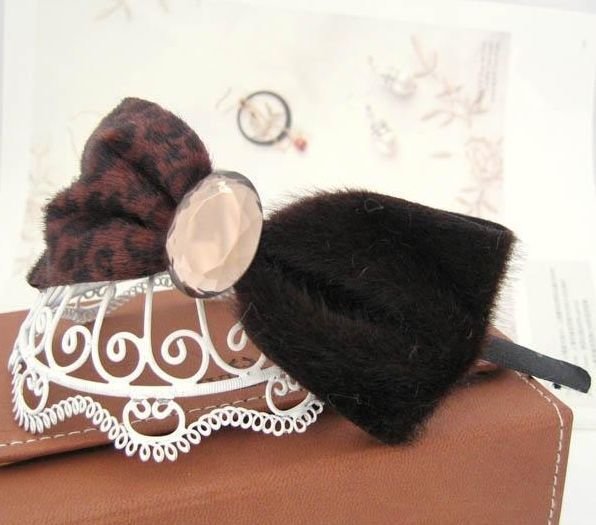 Leopard crystal bow-tie headband 00022