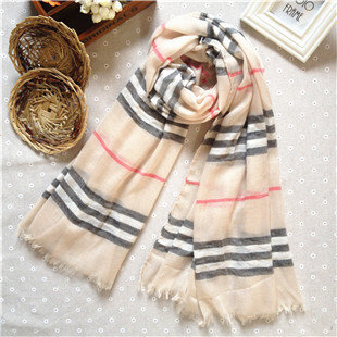 Beige plaids & checks long scarf Beige plaids & checks long scarf