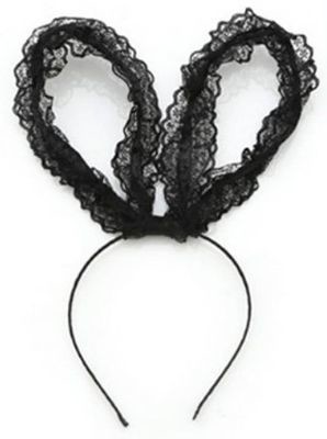 Black floral lace bunny ears headband Black floral lace bunny ears headband