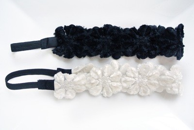 Velvet lace winter flowers elastic headband Velvet lace winter flowers elastic headband
