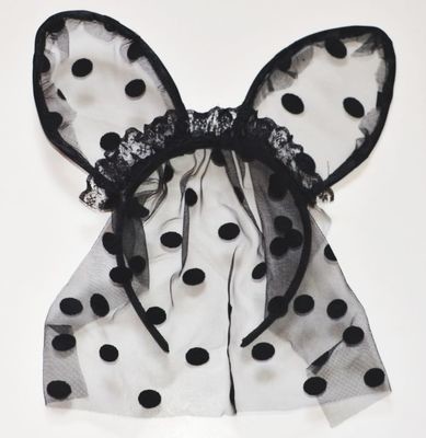 Black dots lace cat ears with veil Black dots lace cat ears with veil