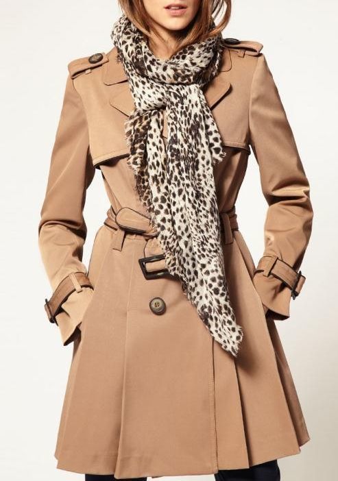 Beige black leopard extra long scarf