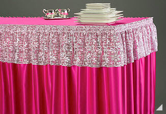Lace valance over shirred Lace valance over shirred