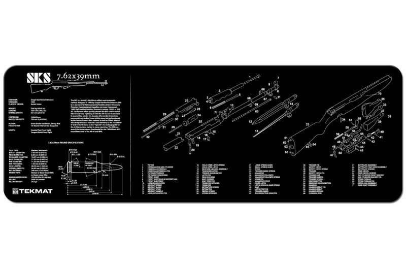 SKS 7.62X 39mm Rifle Armorers Gun Cleaning Bench Mat Exploded View Schematic TM-36-SKS