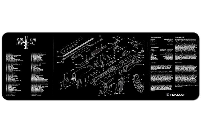 AK47 Armorers Gun Cleaning Bench Mat Exploded View Schematic Full Parts List