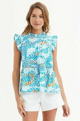 Marie Oliver Tia Tiered Blouse - Dizzy Blue Marie Oliver Tia Tiered Blouse - Dizzy Blue