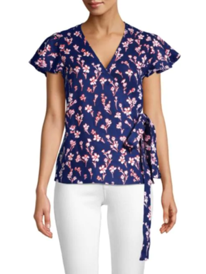 Draper James Floral Linen Wrap Top - 12 Draper James Floral Linen Wrap Top - 12