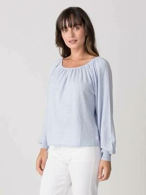 Margaret O'Leary Gathered Raglan Pullover Frost Blue Margaret O'Leary Gathered Raglan Pullover Frost Blue