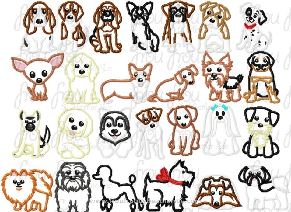 Puppy Dog Breeds TWENTYSIX Design SET Machine Applique Embroidery
