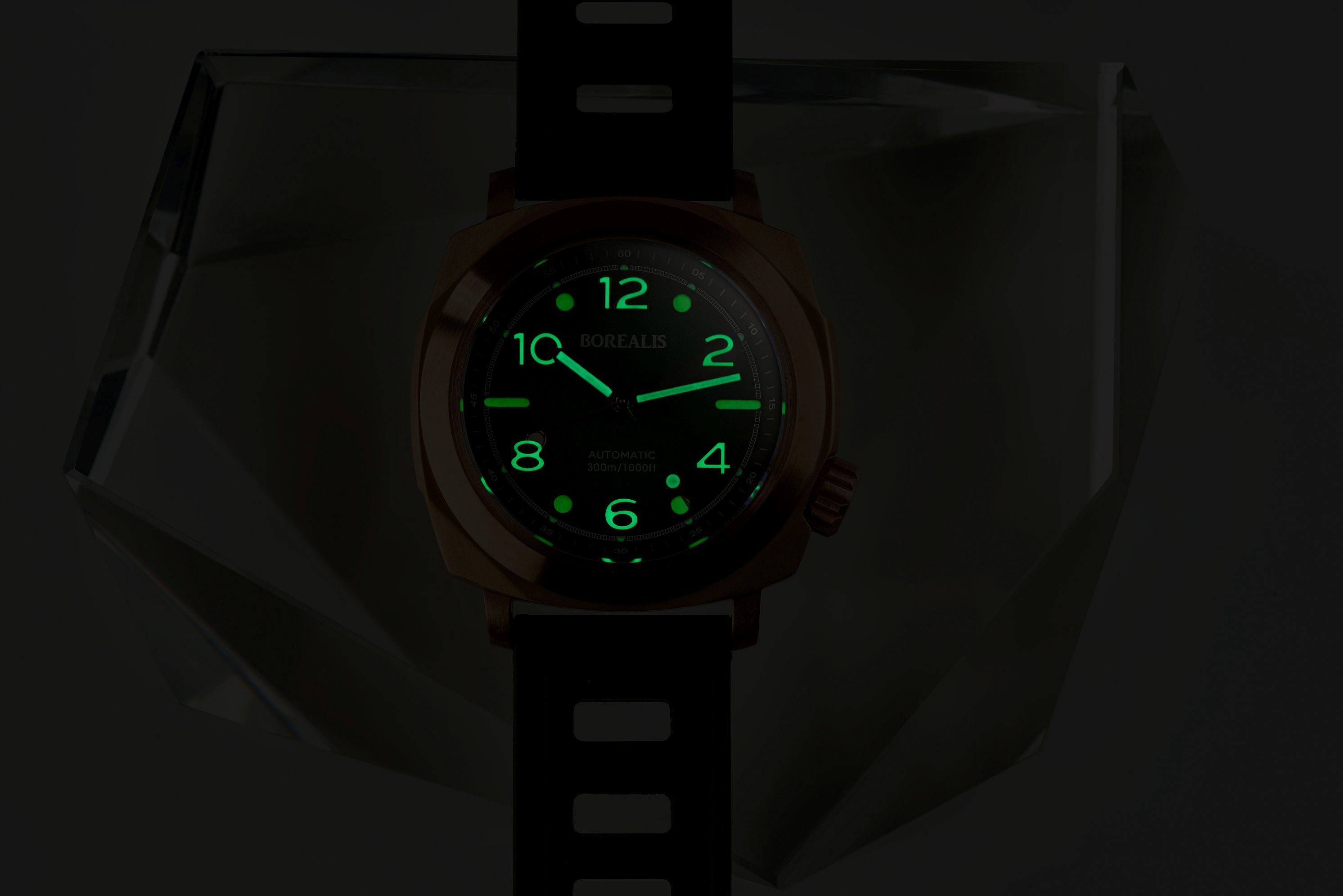 Borealis Navale CuSn8 Bronze 300m Diver Watch Miyota 9015 Black Version BF Fixed Bezel