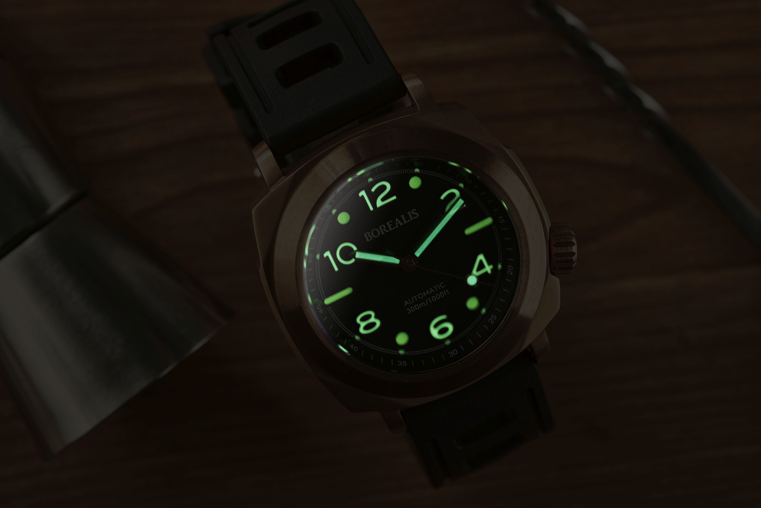 Borealis Navale CuSn8 Bronze 300m Diver Watch Miyota 9015 Black Version BF Fixed Bezel