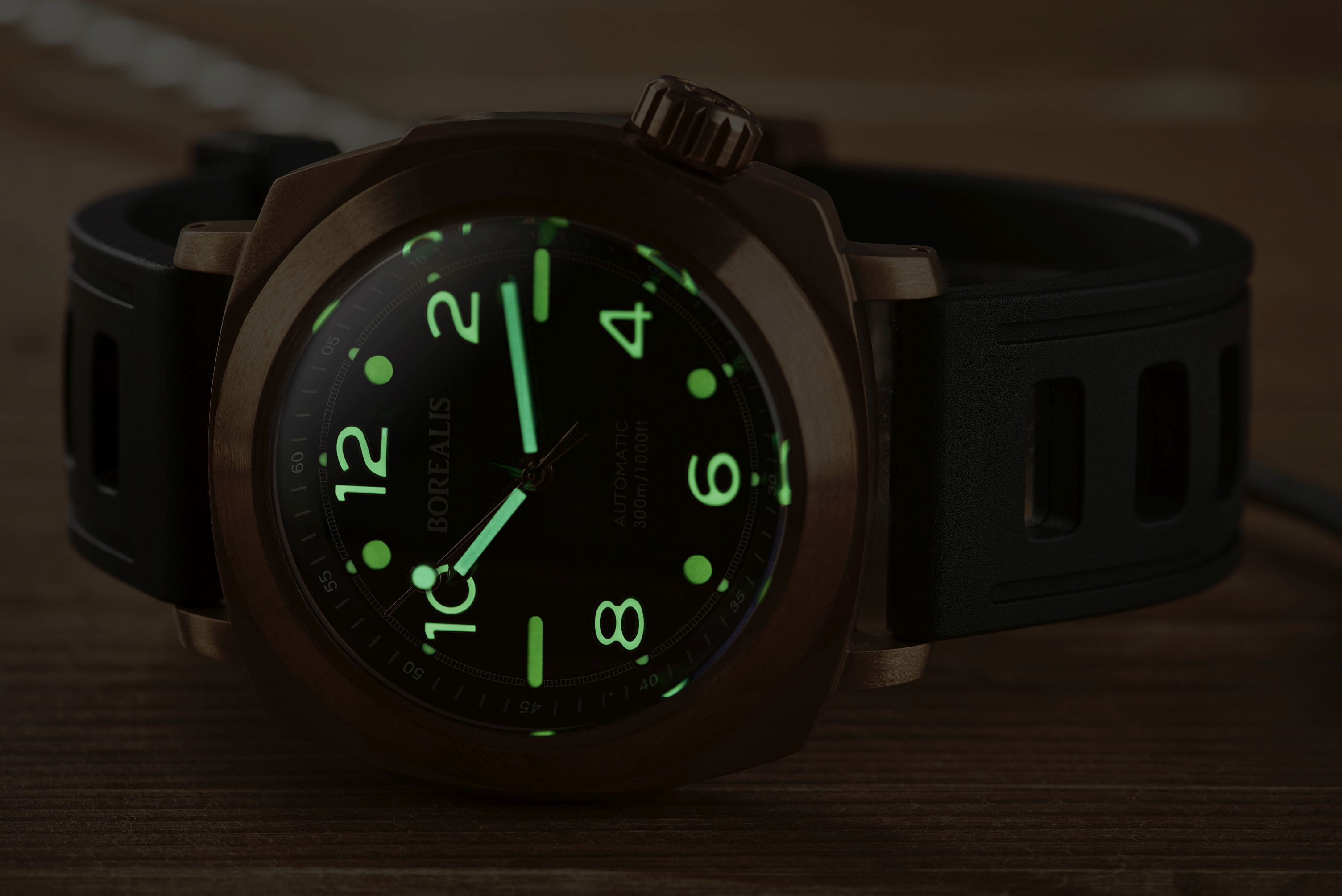 Borealis Navale CuSn8 Bronze 300m Diver Watch Miyota 9015 Black Version BF Fixed Bezel