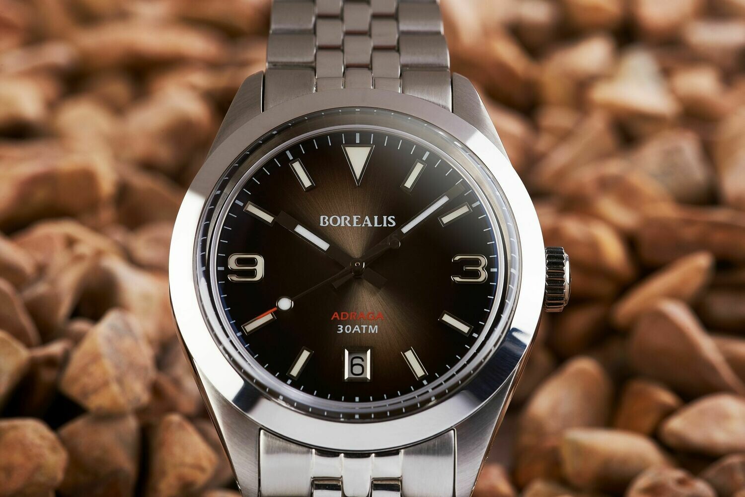 Borealis Adraga Stainless Steel Miyota 9015 fumed brown ...