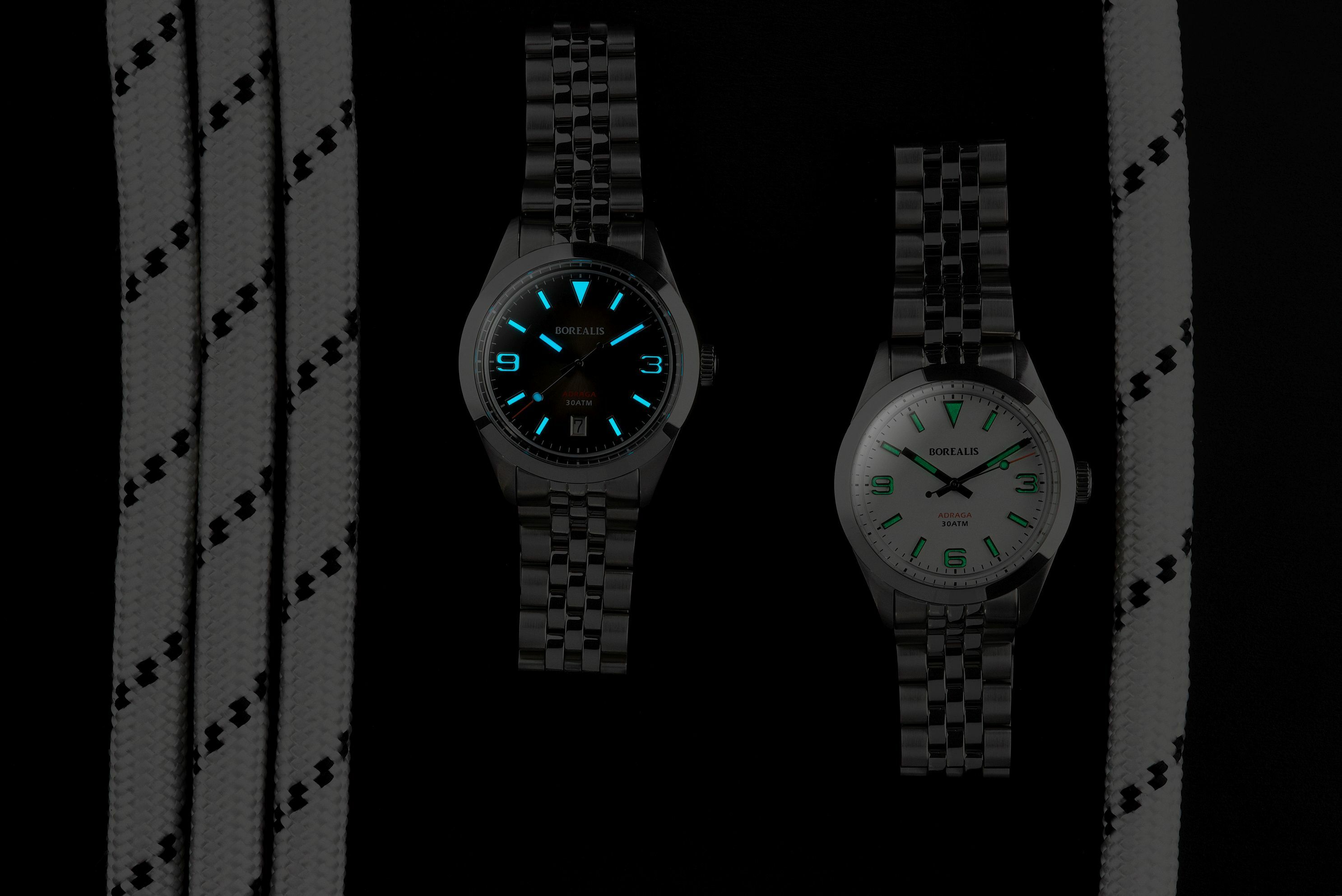 Borealis Adraga Stainless Steel Miyota 9015 white matte dial Commando Hands Black Lume