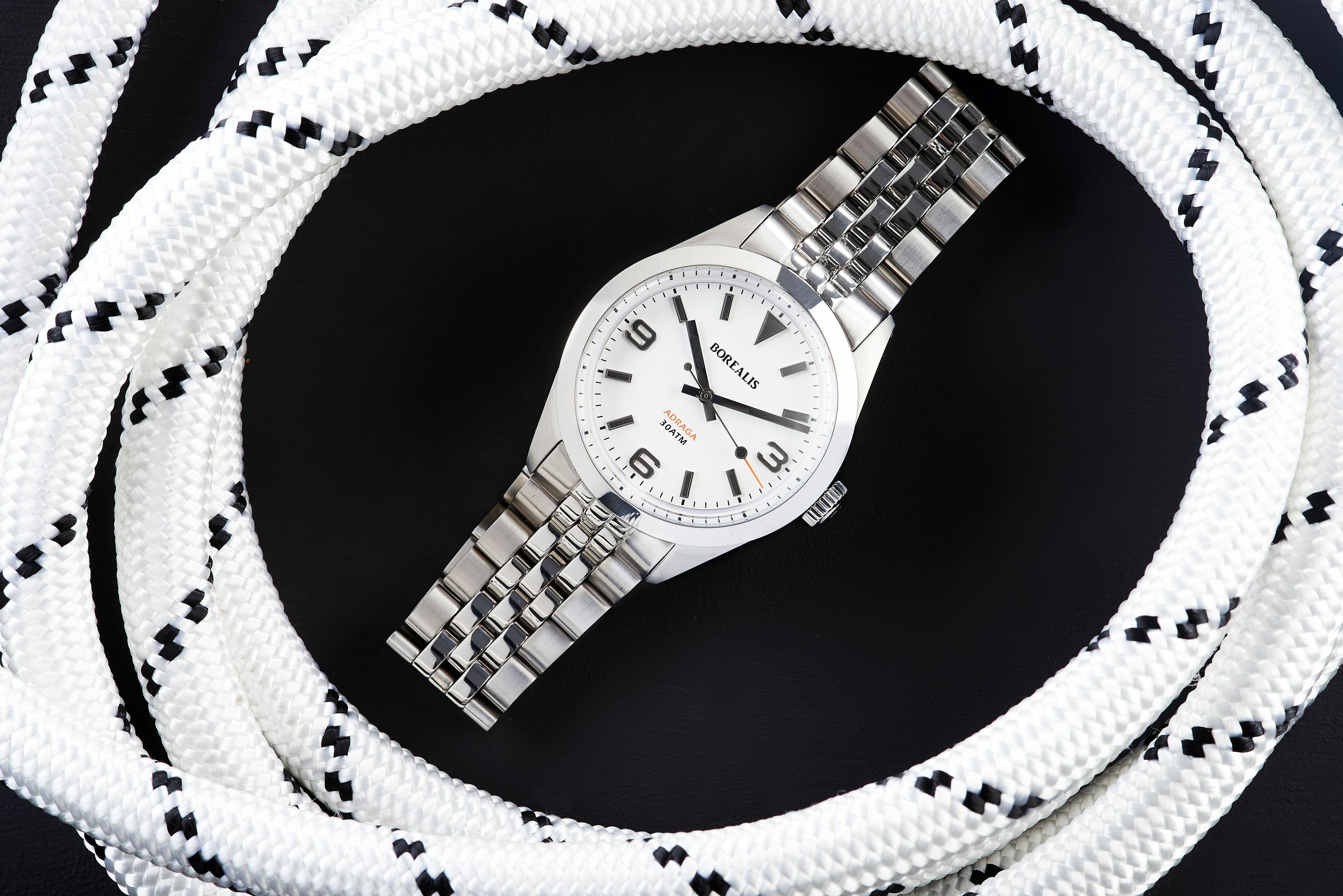 Borealis Adraga Stainless Steel Miyota 9015 white matte dial Commando Hands Black Lume