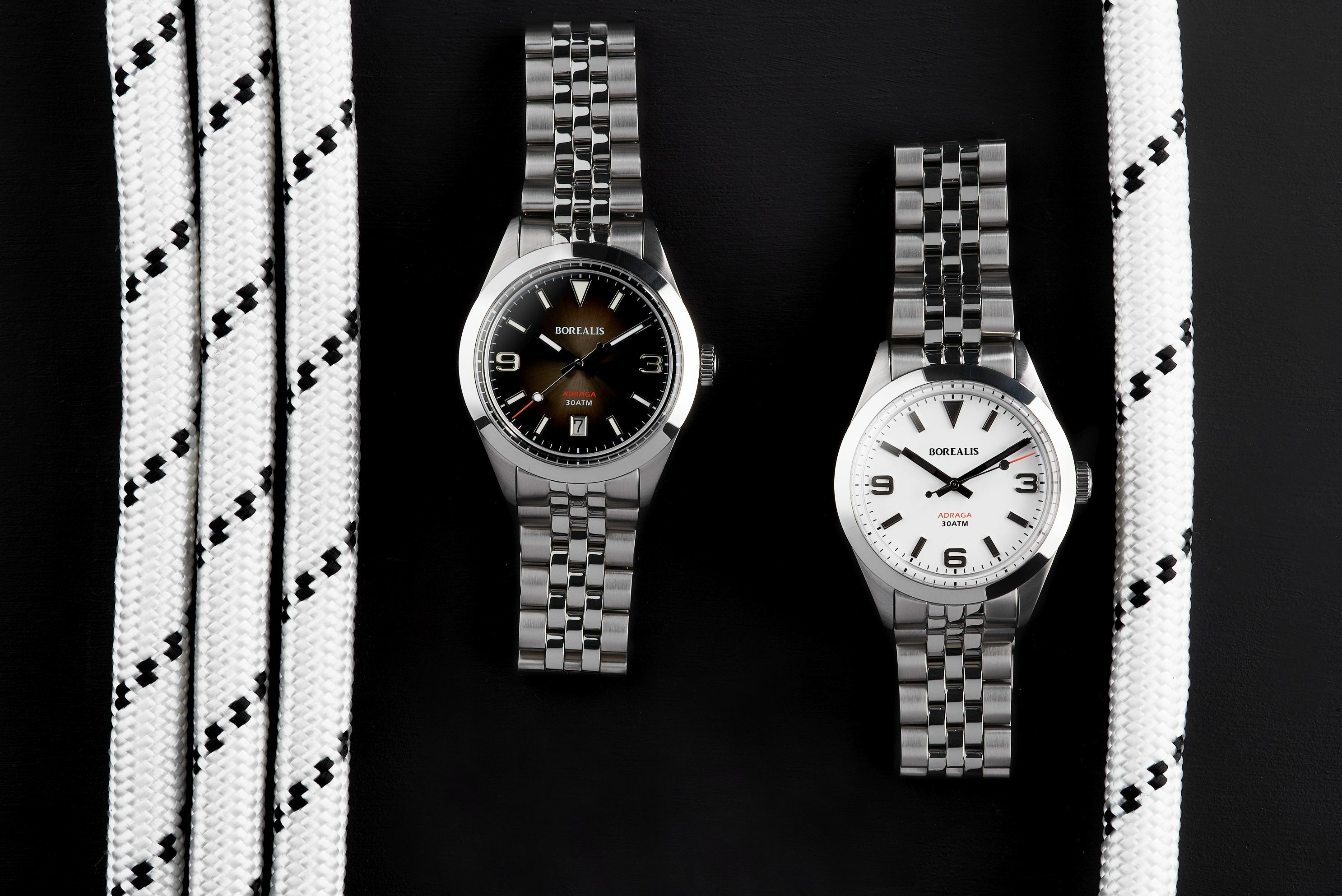 Borealis Adraga Stainless Steel Miyota 9015 white matte dial Commando Hands Black Lume