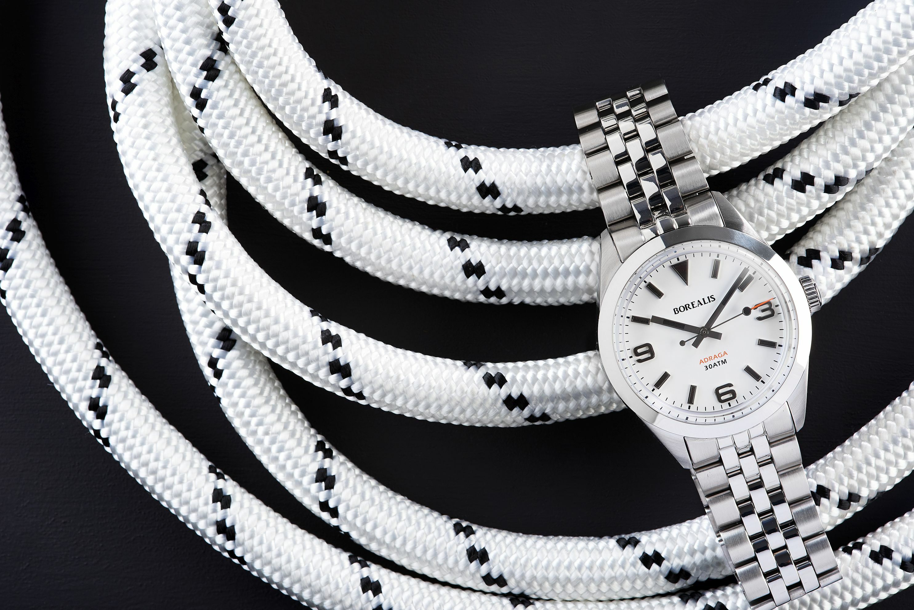 Borealis Adraga Stainless Steel Miyota 9015 white matte dial Commando Hands Black Lume