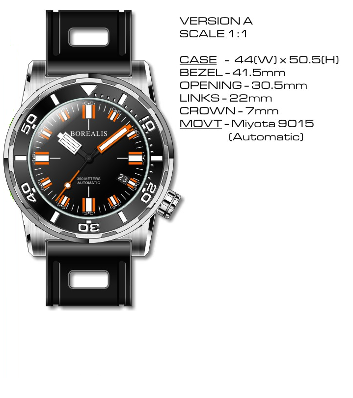 Borealis Sea Dragon Miyota 9015 Diver Watch