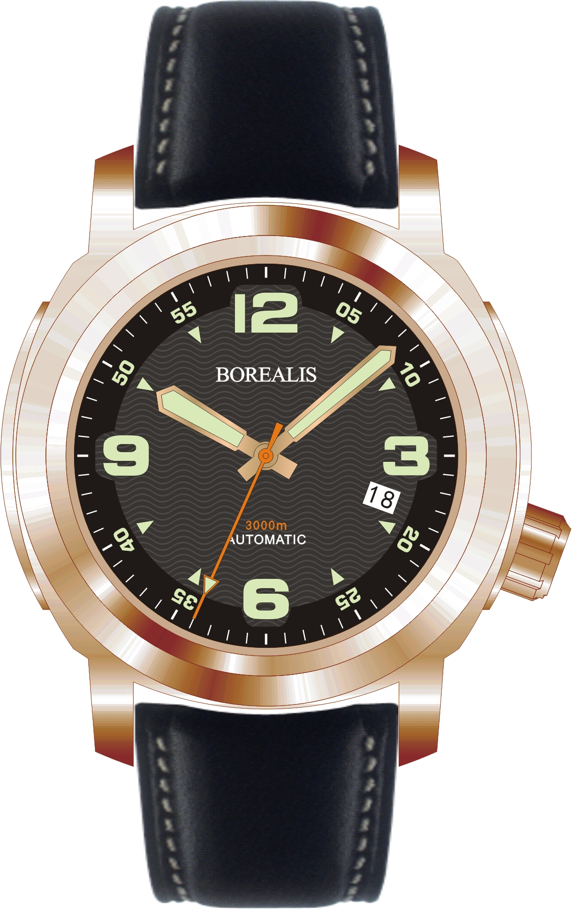 Borealis Batial Bronze CuSn8 Black 3000m Miyota 9015 Automatic Diver Watch With Date Display