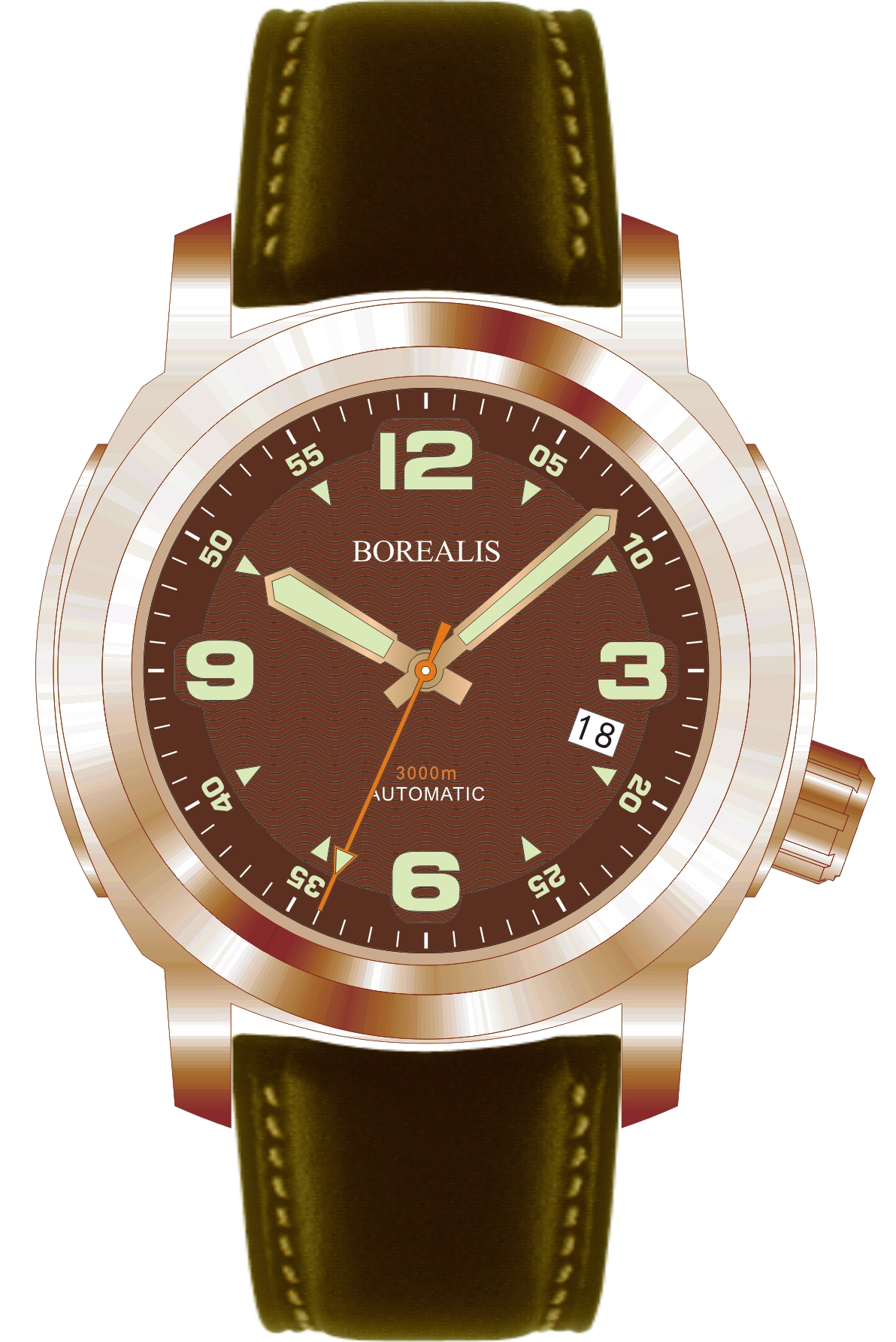 Borealis Batial Bronze CuSn8 Brown 3000m Miyota 9015 Automatic Diver Watch With Date Display