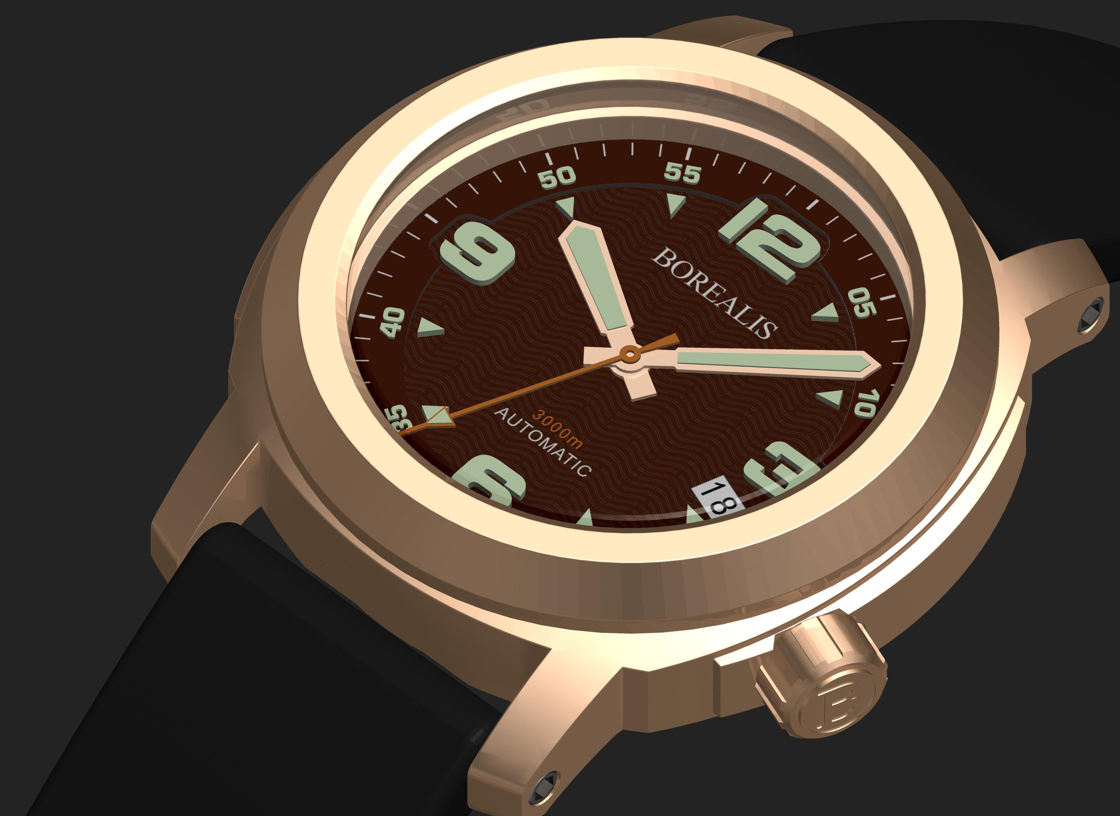 Borealis Batial Bronze CuSn8 Brown 3000m Miyota 9015 Automatic Diver Watch No Date Display