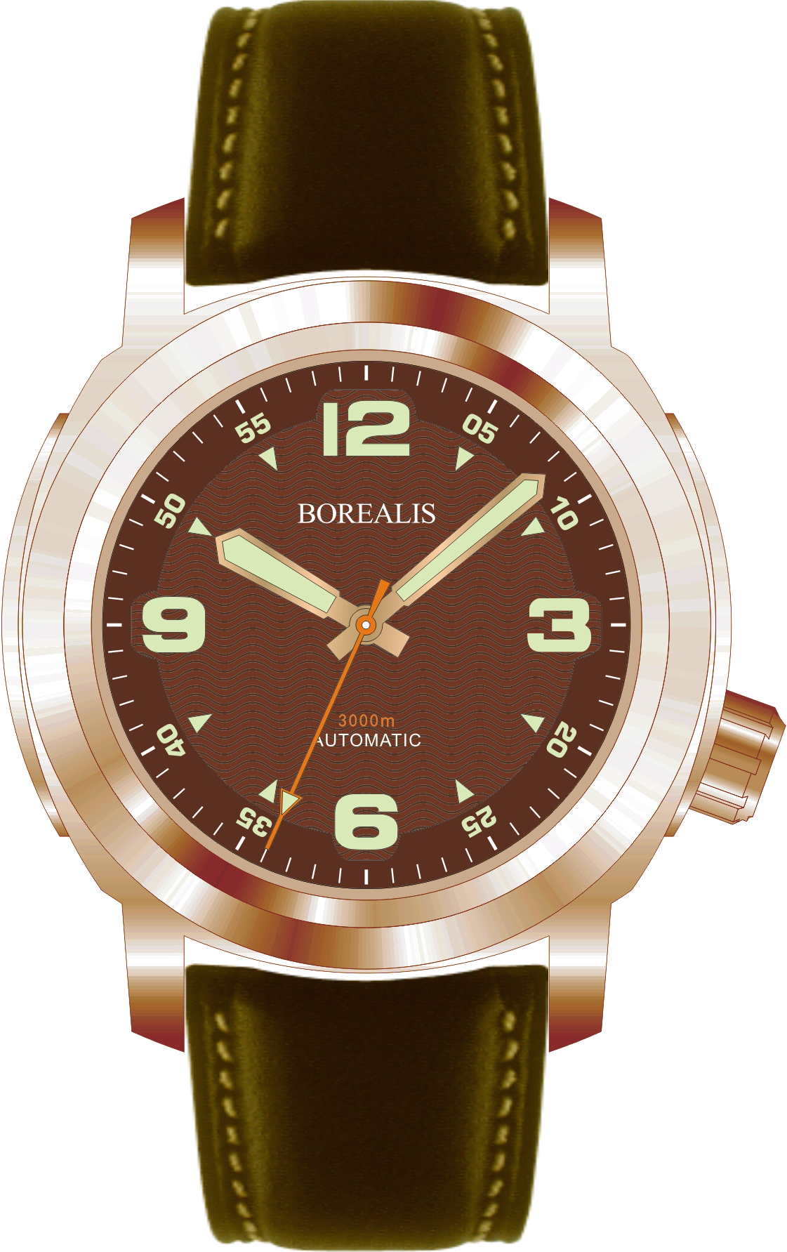Borealis Batial Bronze CuSn8 Brown 3000m Miyota 9015 Automatic Diver Watch No Date Display BBCUSN8BROWNNODATE