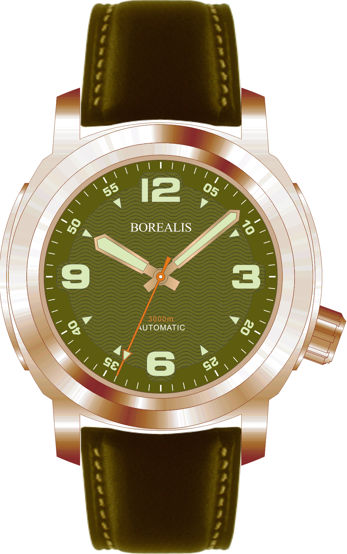 Borealis Batial Bronze CuSn8 Green 3000m Miyota 9015 Automatic Diver Watch No Date Display