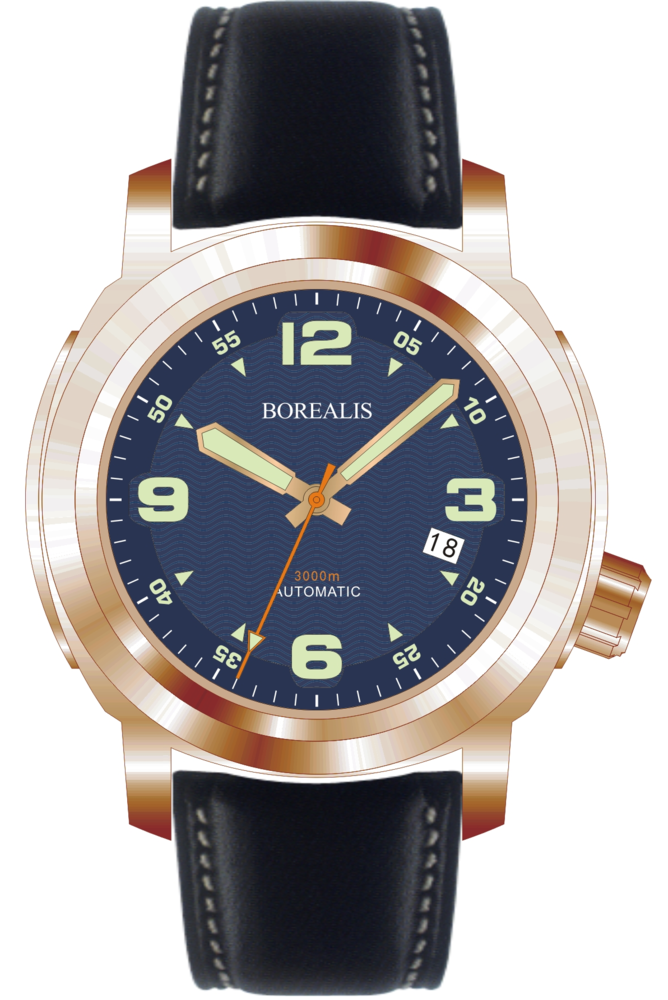 Borealis Batial Bronze CuSn8 Blue 3000m Miyota 9015 Automatic Diver Watch With Date Display BBCUSN8BLUEDATE