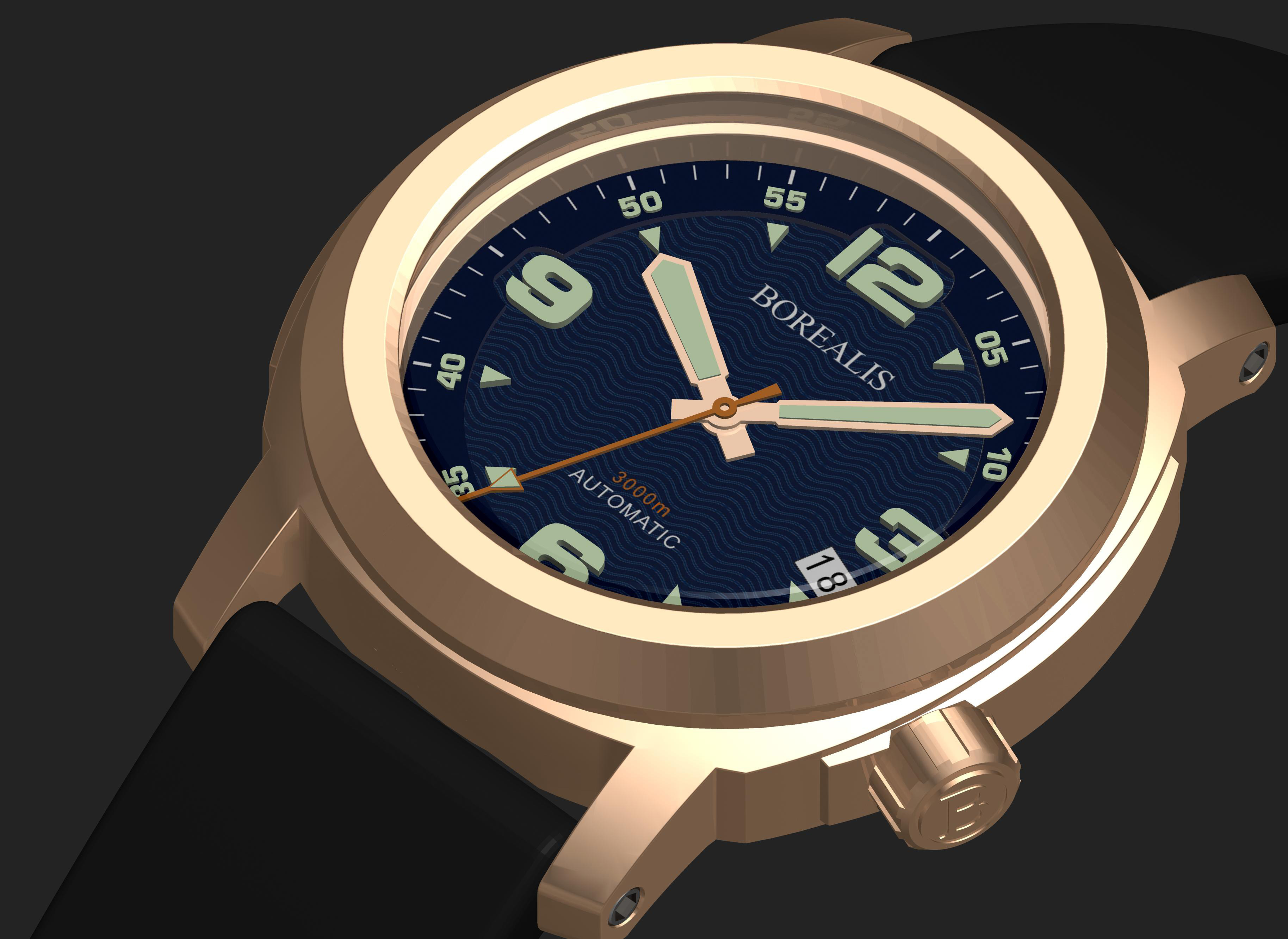 Borealis Batial Bronze CuSn8 Blue 3000m Miyota 9015 Automatic Diver Watch With Date Display