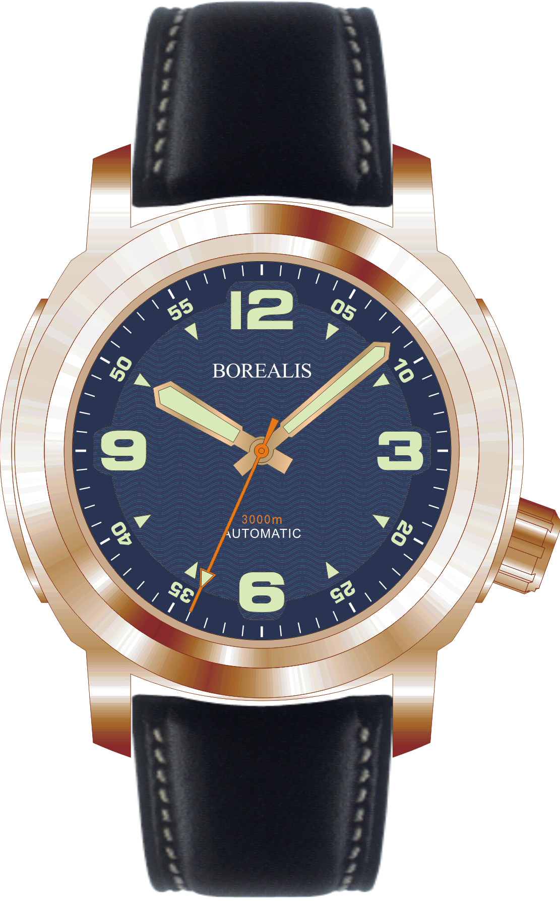Borealis Batial Bronze CuSn8 Blue 3000m Miyota 9015 Automatic Diver Watch No Date Display