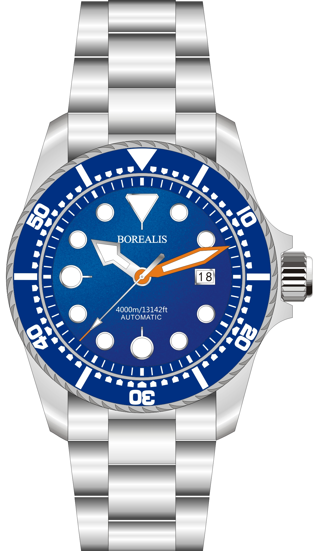 Borealis Seafarer II Stainless Steel Blue BGW9 Sapphire Turbine Style Grip Bezel 4000m Miyota 9015 Automatic Diver Watch BSFIIBLUEBGW9