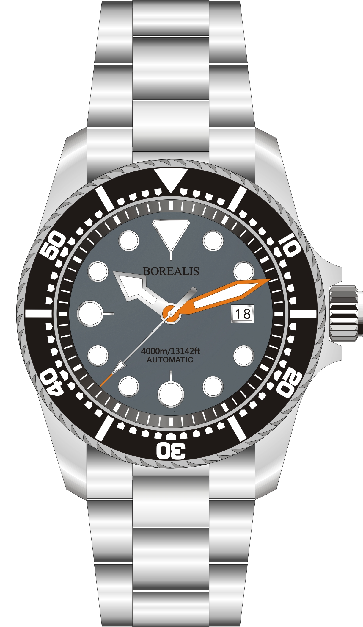Borealis Seafarer II Stainless Steel Gray BGW9 Sapphire Turbine Style Grip Bezel 4000m Miyota 9015 Automatic Diver Watch