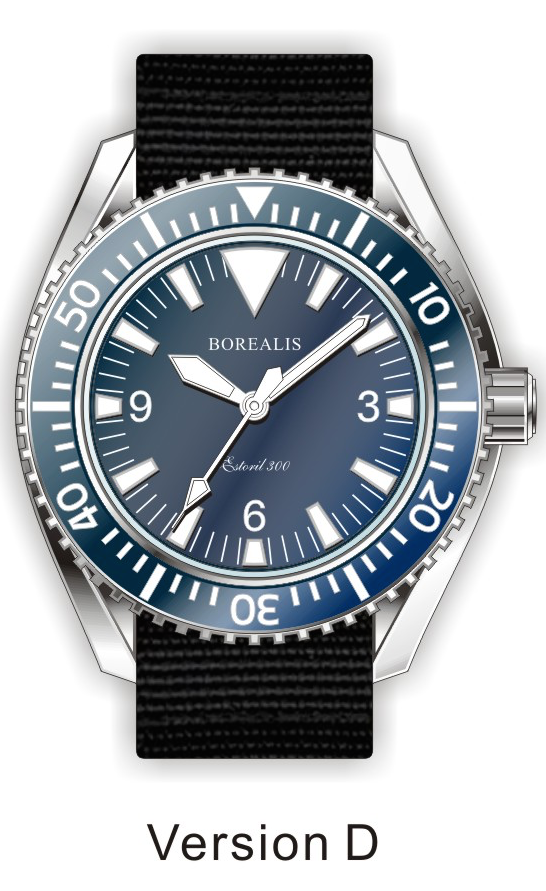 Borealis Estoril 300 Blue Dial Big Triangle No Date Sapphire Bezel Miyota 9015 Automatic Diver Watch 300m BE300BLUEBTND