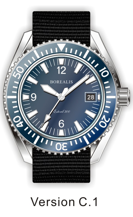 Borealis Estoril 300 Blue Dial Arabic Numbers Date Sapphire Bezel Miyota 9015 Automatic Diver Watch 300m BE300BLUEAND