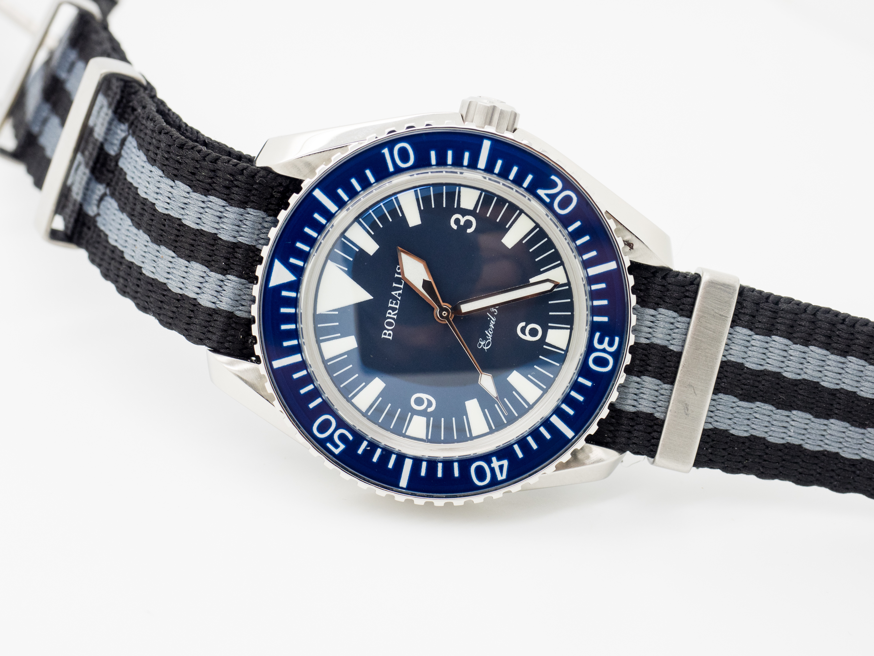 Borealis Estoril 300 Blue Dial Big Triangle No Date Sapphire Bezel Miyota 9015 Automatic Diver Watch 300m Borealis Estoril 300 Blue Dial Big Triangle No Date Sapphire Bezel Miyota 9015 Automatic Diver Watch 300m