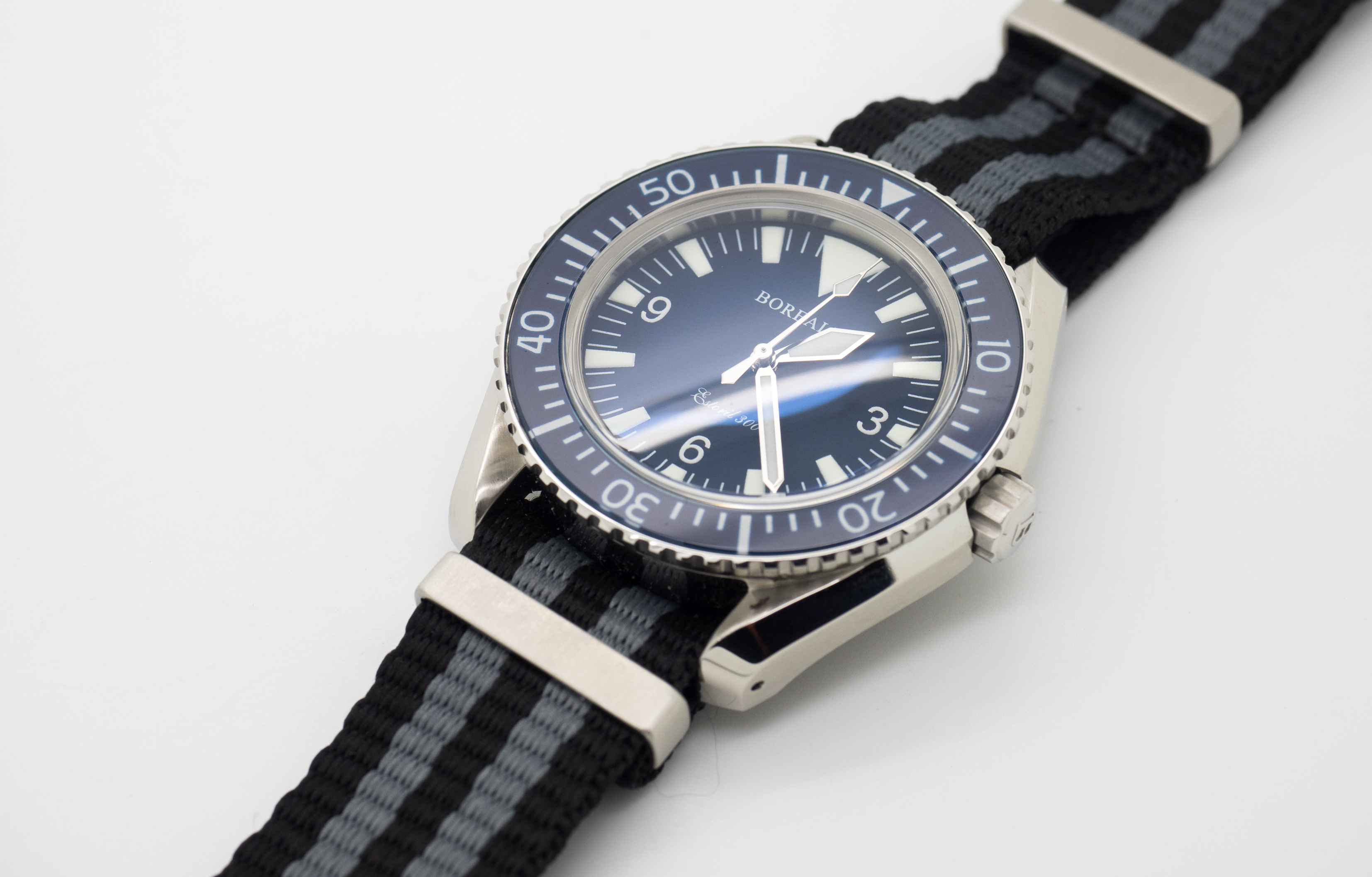 Borealis Estoril 300 Blue Dial Big Triangle No Date Sapphire Bezel Miyota 9015 Automatic Diver Watch 300m Borealis Estoril 300 Blue Dial Big Triangle No Date Sapphire Bezel Miyota 9015 Automatic Diver Watch 300m