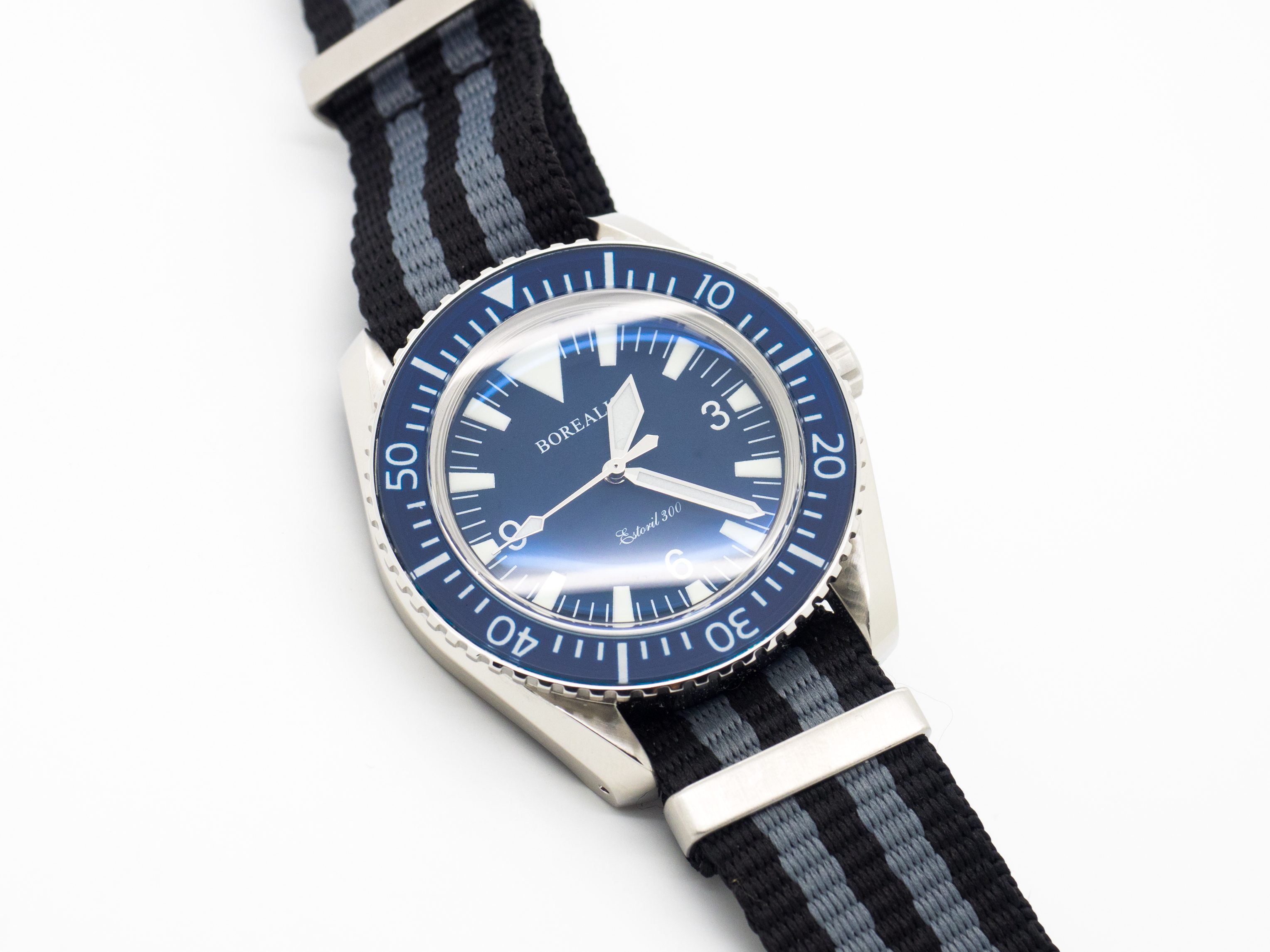Borealis Estoril 300 Blue Dial Big Triangle No Date Sapphire Bezel Miyota 9015 Automatic Diver Watch 300m Borealis Estoril 300 Blue Dial Big Triangle No Date Sapphire Bezel Miyota 9015 Automatic Diver Watch 300m