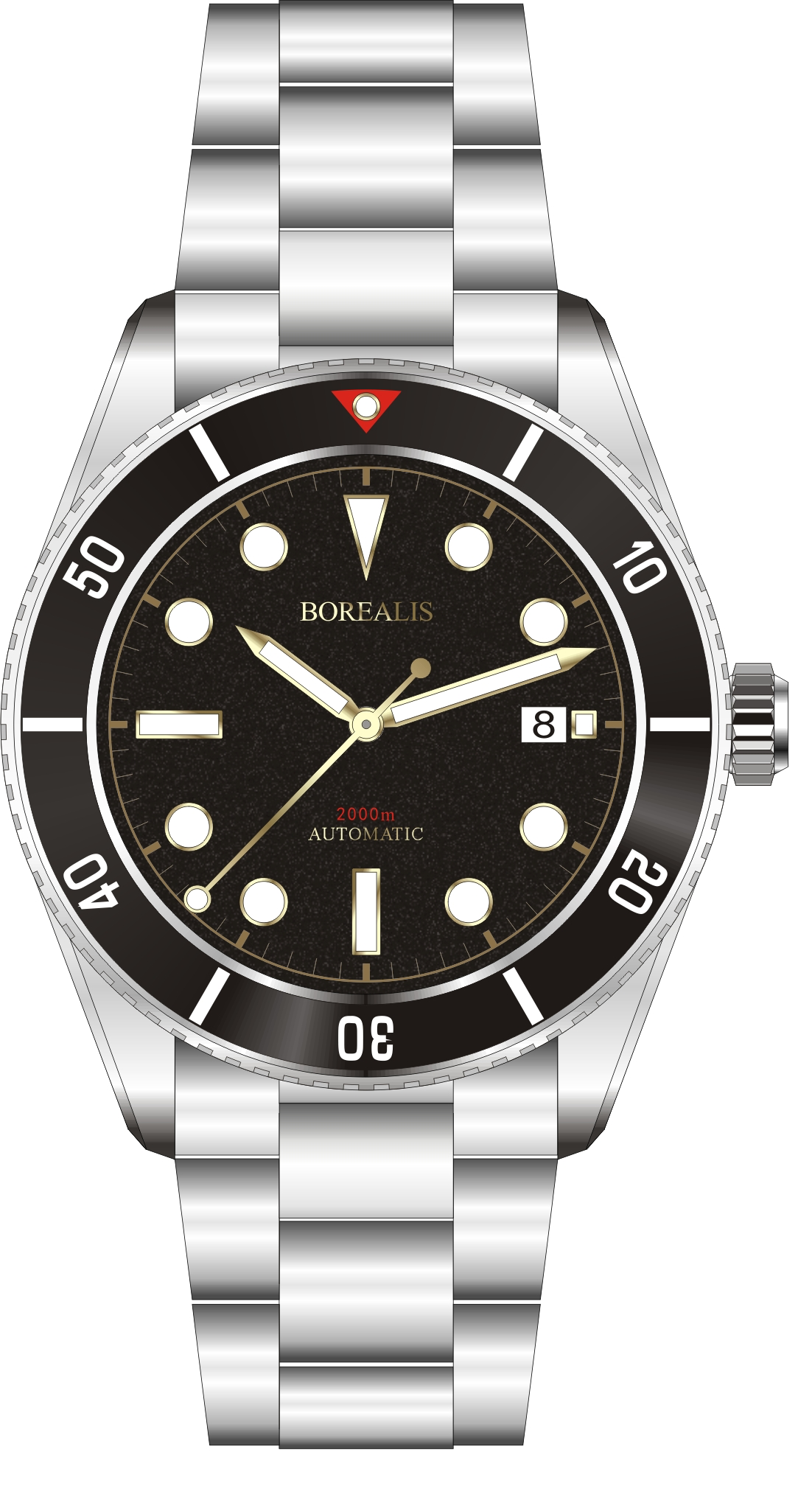 New product Duplicate Borealis Bull Shark Automatic Diver Watch Date Miyota 9015 Ceramic Black Bezel Black Dial