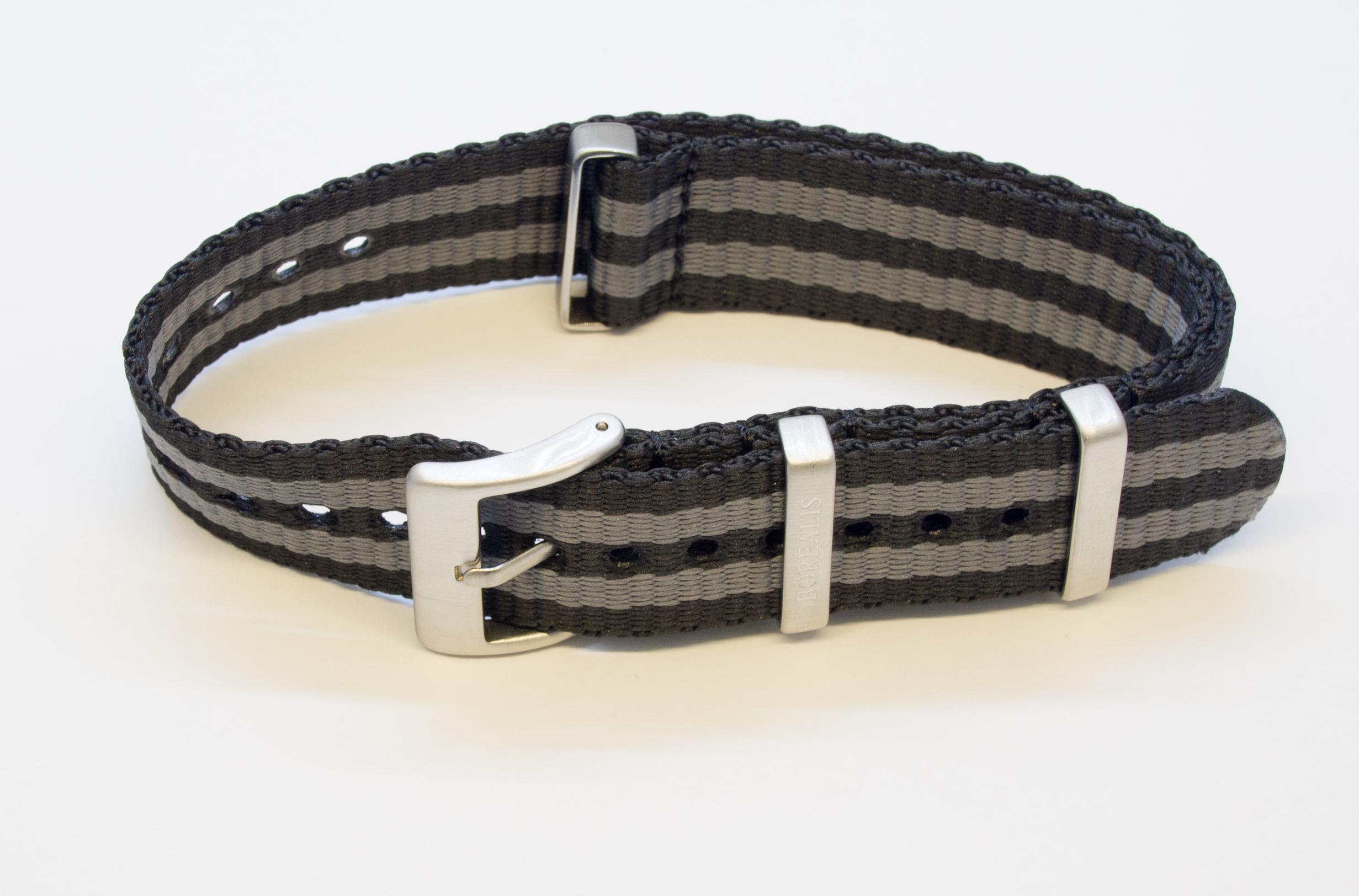 Borealis Nato Style Premium Nylon Strap 20mm Black Grey