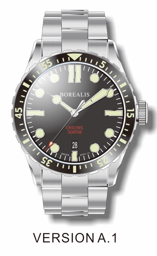 Pre-Order Borealis Cascais Black Dial Cathedral Hands C3 X1 Lume