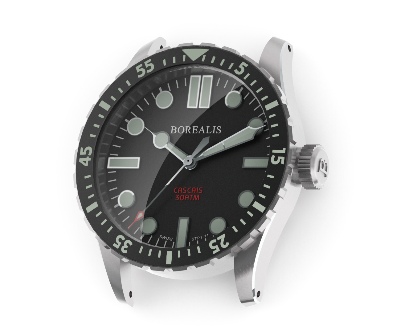Borealis Cascais Black Dial Cathedral Hands No Date C3 X1 Lume