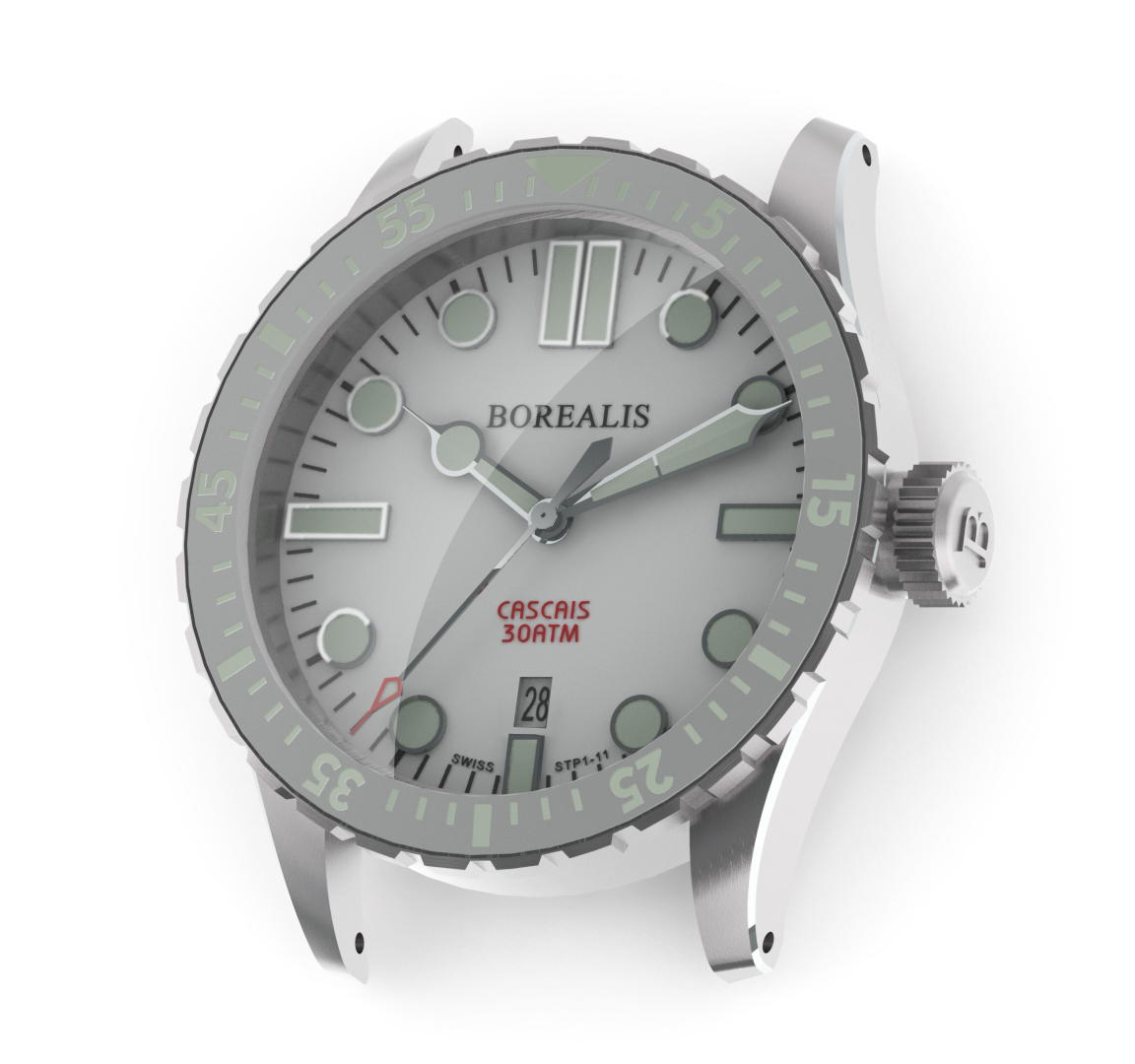 Borealis Cascais White Dial Cathedral Hands Date BGW9 Lume