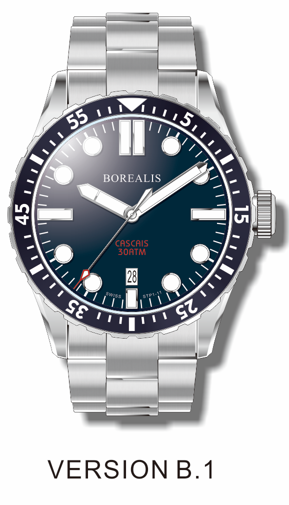 Pre-Order Borealis Cascais Blue Dial Pencil Hands Date BGW9 Lume
