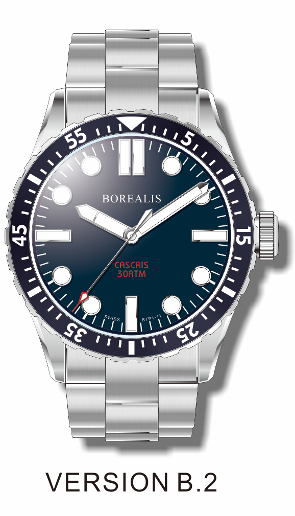 Pre-Order Borealis Cascais Blue Dial Pencil Hands No Date BGW9 Lume