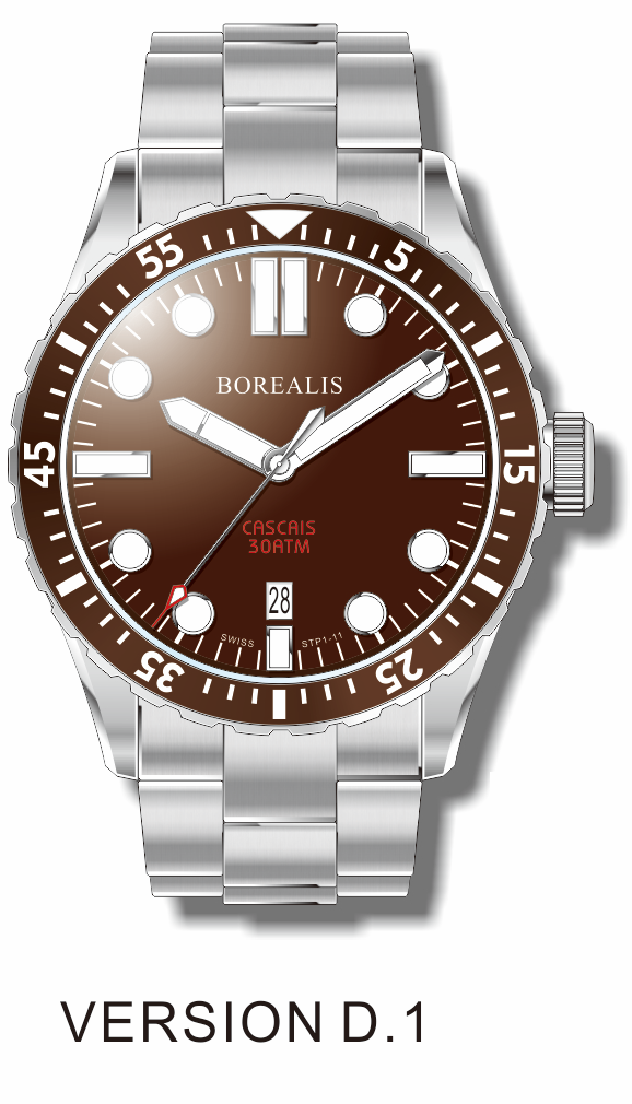 Borealis Cascais Brown Dial Pencil Hands Date BGW9 Lume